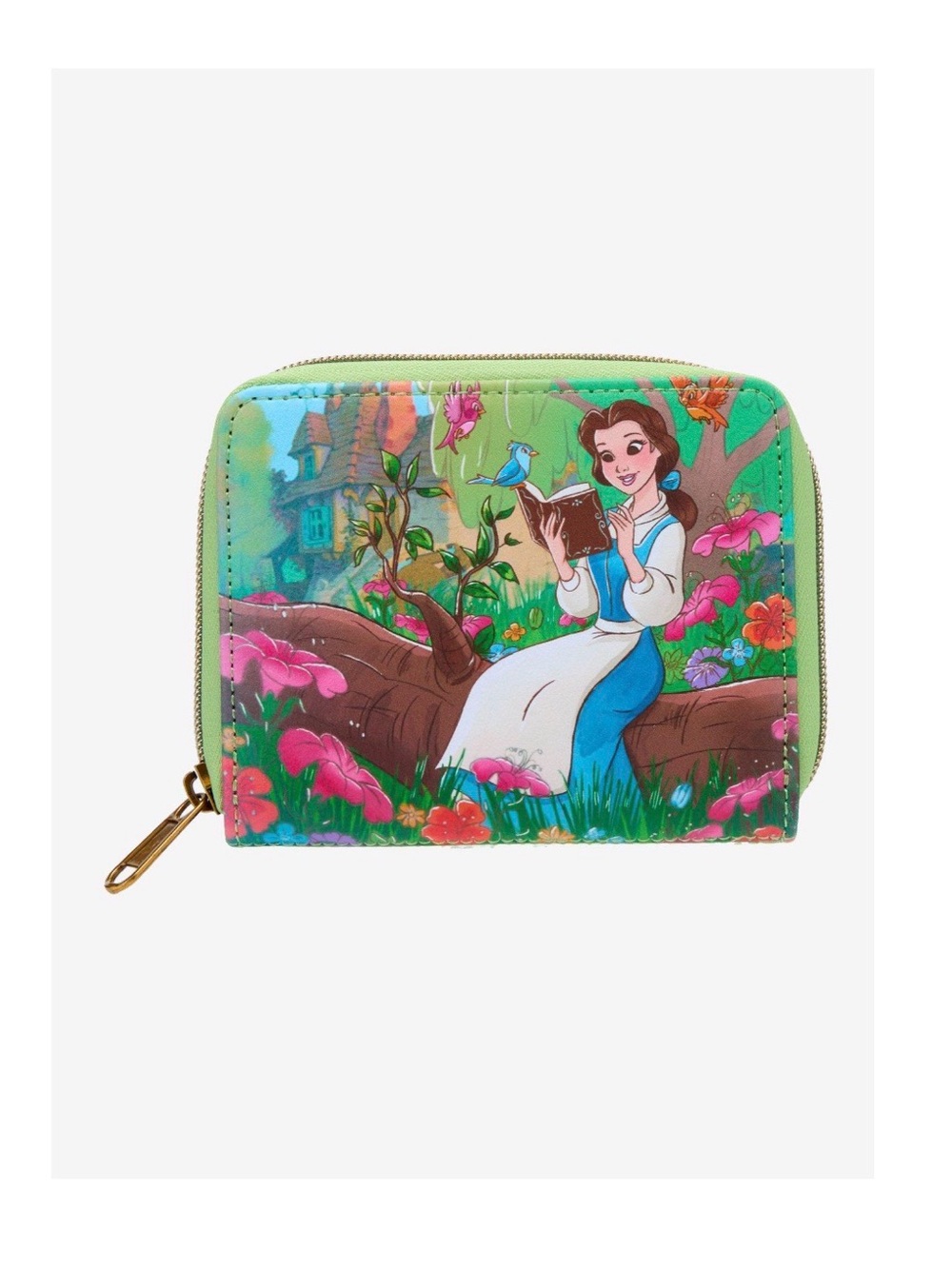 New Loungefly Disney Beauty And The Beast Belle Reading Mini Zipper Wallet